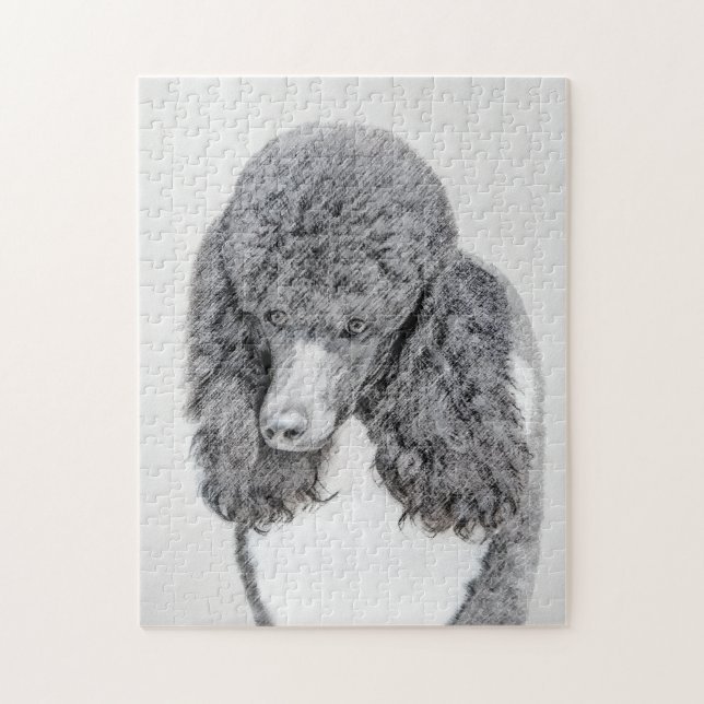 Standard Poodle Black Parti Painting - Hund Art Puzzle (Vertikal)