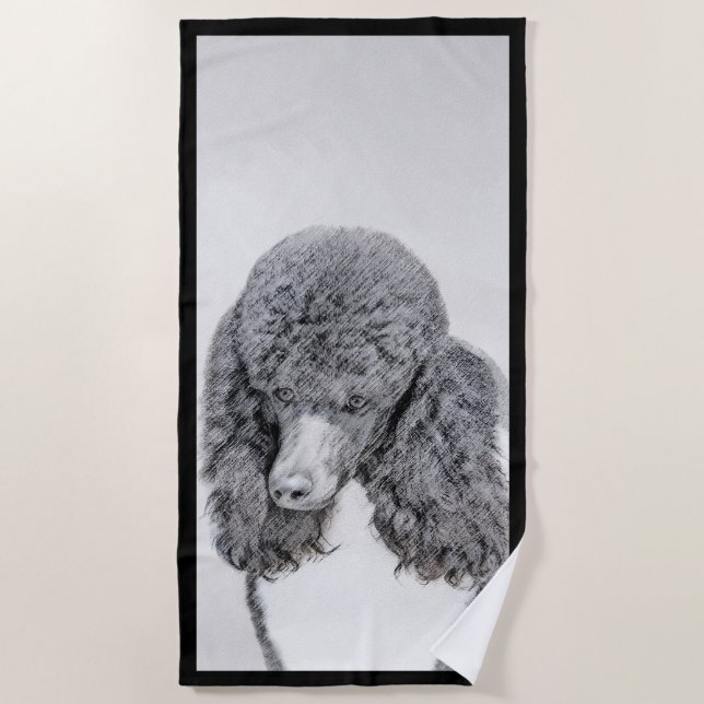 Standard Poodle Black Parti Painting - Hund Art Strandtuch (Vorderseite)
