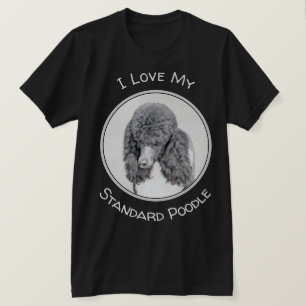 Standard Poodle Black Parti Painting - Hund Art T-Shirt