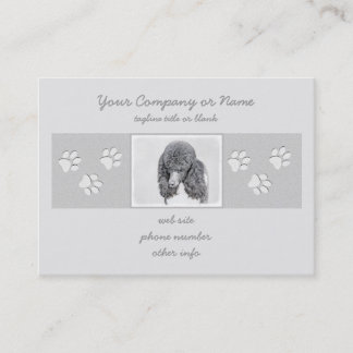 Standard Poodle Black Parti Painting - Hund Art Visitenkarte