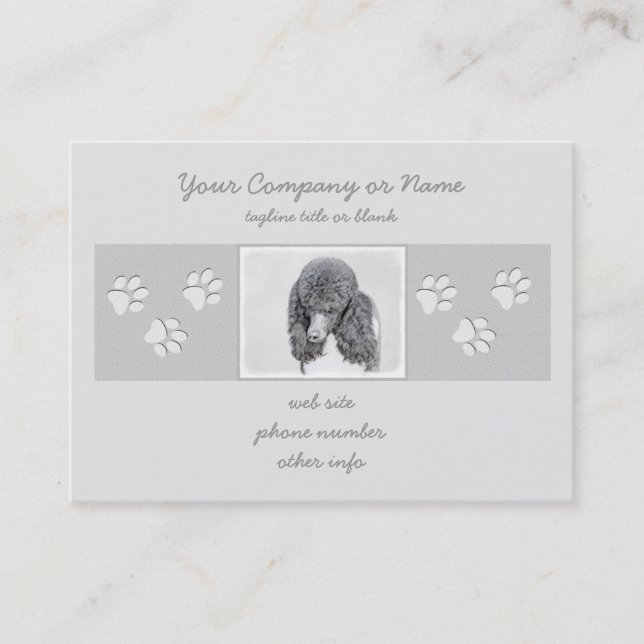 Standard Poodle Black Parti Painting - Hund Art Visitenkarte (Vorderseite)