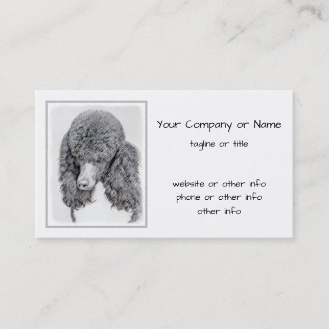 Standard Poodle Black Parti Painting - Hund Art Visitenkarte (Vorderseite)