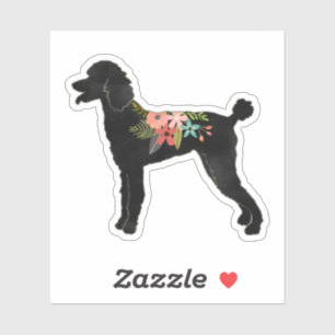 Standard Poodle Dog Breed Boho Floral Silhouette Aufkleber