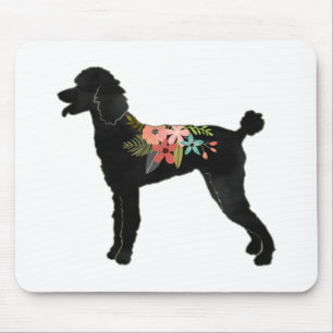 Standard Poodle Dog Breed Boho Floral Silhouette Mousepad