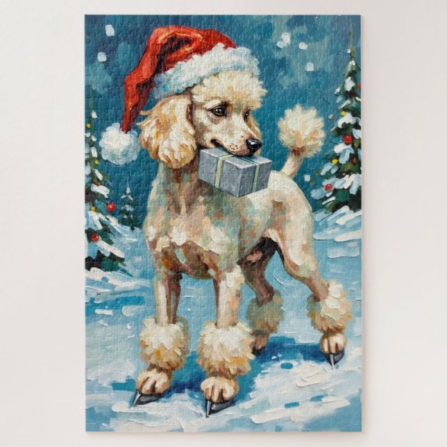 Standard Poodle Eisläufer Weihnachtsgeschenk Hut Puzzle (Vertikal)