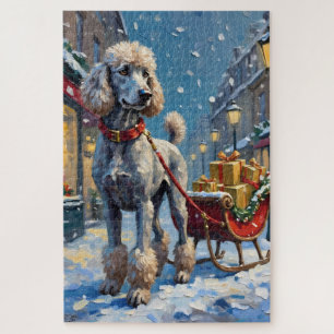 Standard Poodle Französischer Schlitten Weihnachte Puzzle