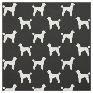 Standard Poodle Hund Silhouetten Schwarz und Weiß Stoff