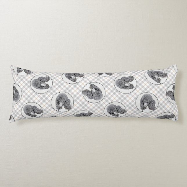 Standard Poodle Malerei Parti Schwarz-weiß Dog Art Seitenschläferkissen (Vorderseite)