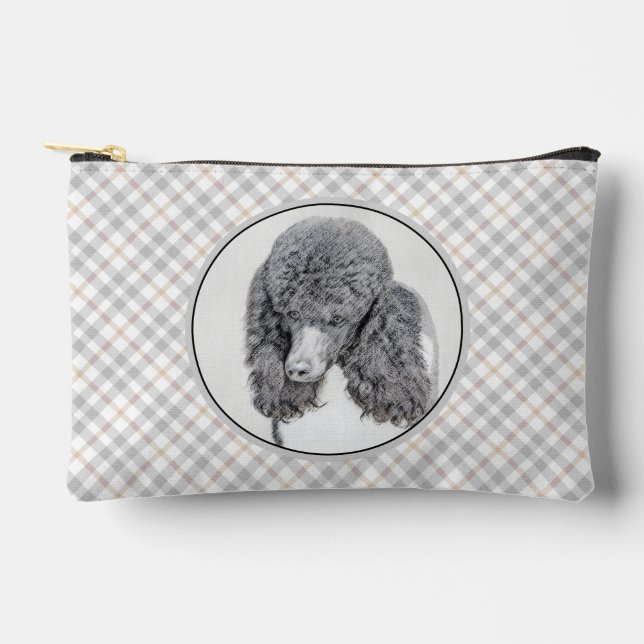 Standard Poodle Malerei Parti Schwarz-weiß Dog Art Zubehörtasche (Vorderseite)