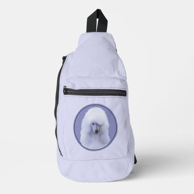 Standard Poodle Malerei White Original Dog Art Crossbody Bag (Vorderseite)