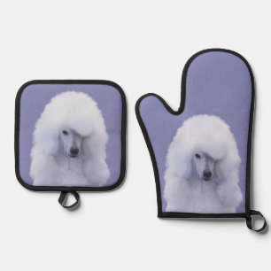 Standard Poodle Malerei White Original Dog Art Ofenhandschuh & Topflappen-Set