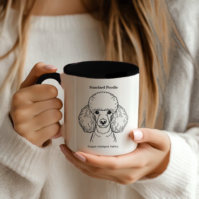 Standard Poodle Portrait Black Line Illustration Tasse (Von Creator hochgeladen)