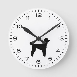 Standard Poodle Silhouette Black and White Runde Wanduhr