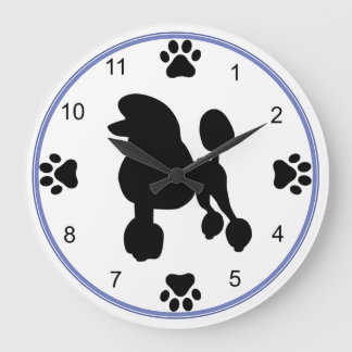 Standard Poodle-Silhouette Große Wanduhr