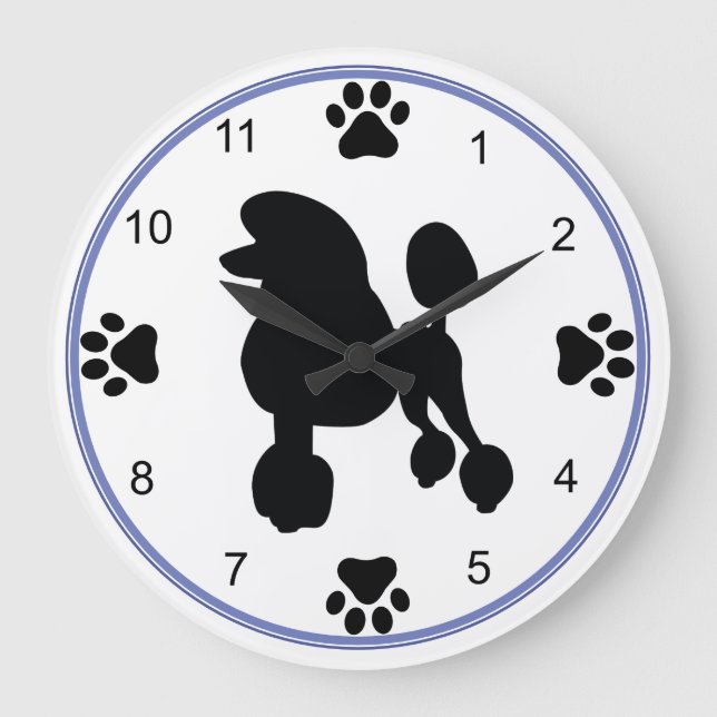 Standard Poodle-Silhouette Große Wanduhr (Vorderseite)