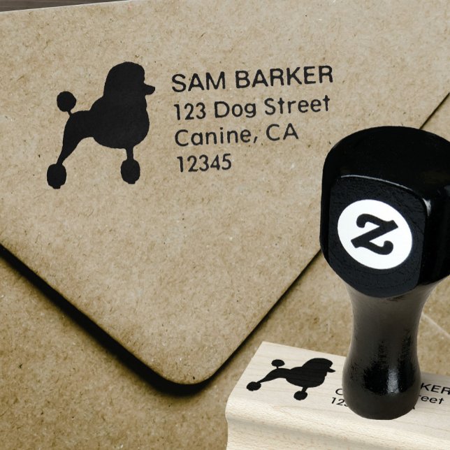 Standard Poodle Silhouette Rücksendeadresse Gummistempel (Von Creator hochgeladen)