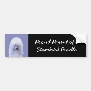 Standard Poodle White Painting - Original Dog Art Autoaufkleber