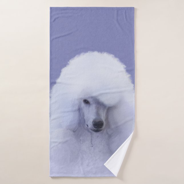 Standard Poodle White Painting - Original Dog Art Badhandtuch Set (Badehandtuch)