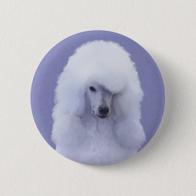 Standard Poodle White Painting - Original Dog Art Button (Vorderseite)