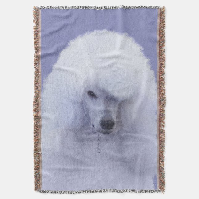 Standard Poodle White Painting - Original Dog Art Decke (Vorderseite Vertikal)