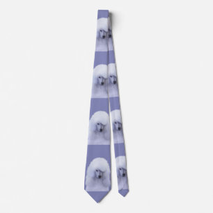 Standard Poodle White Painting - Original Dog Art Krawatte