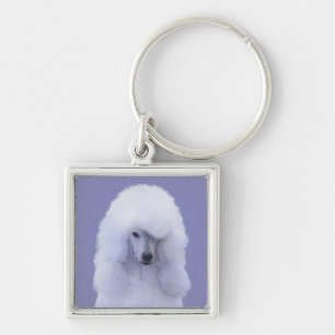 Standard Poodle White Painting - Original Dog Art Schlüsselanhänger