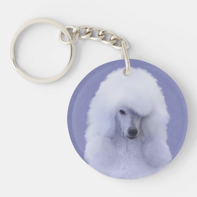 Standard Poodle White Painting - Original Dog Art Schlüsselanhänger (Vorderseite)