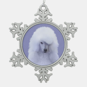 Standard Poodle White Painting - Original Dog Art Schneeflocken Zinn-Ornament