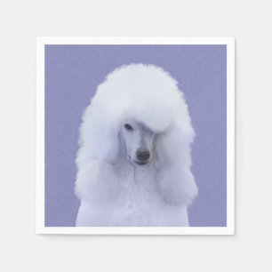 Standard Poodle White Painting - Original Dog Art Serviette