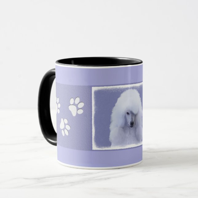 Standard Poodle White Painting - Original Dog Art Tasse (Vorderseite Links)