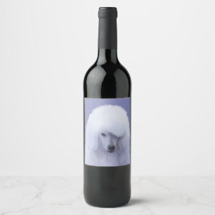 Standard Poodle White Painting - Original Dog Art Weinetikett