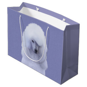 Standard Poodle White Painting - Original Hund Art Große Geschenktüte