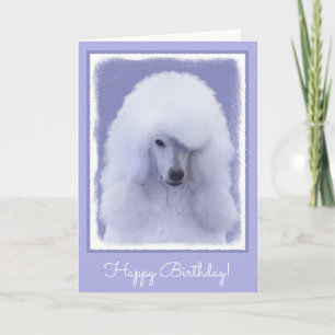 Standard Poodle White Painting - Original Hund Art Karte