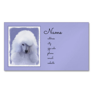 Standard Poodle White Painting - Original Hund Art Magnetische Visitenkarte