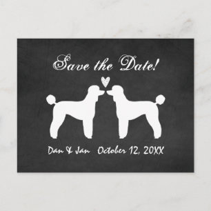 Standard Poodles Chalkboard Wedding Save the Date Ankündigungspostkarte