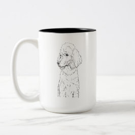 Standard Pudel-Hund-Illustration - Tinten-Kunst Zweifarbige Tasse