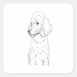 Standard Pudel-Hunde-Illustration - Tinten-Kunst Quadratischer Aufkleber
