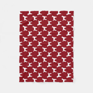 Standard Pudel Silhouetten Muster Rot und Weiß Fleecedecke