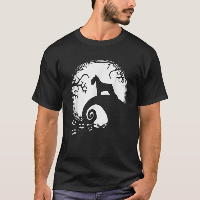 Standard Schnauzer And Moon Halloween  T-Shirt (Vorderseite)