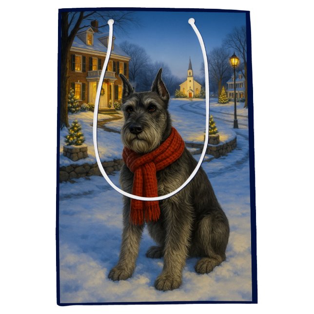 Standard Schnauzer Holiday  Mittlere Geschenktüte (Vorderseite)