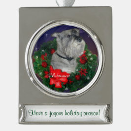 Standard Schnauzer Personalisiert Weihnachten Banner-Ornament Silber