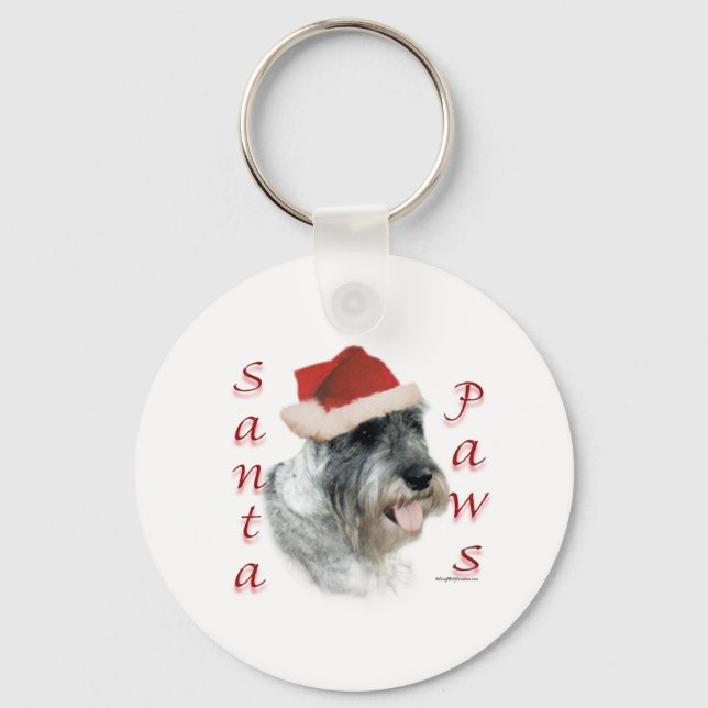 Standard Schnauzer Santa Paws Schlüsselanhänger (Vorderseite)