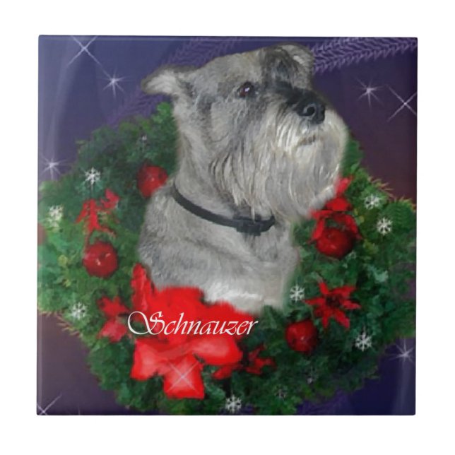 Standard Schnauzer Weihnachten Fliese (Vorderseite)