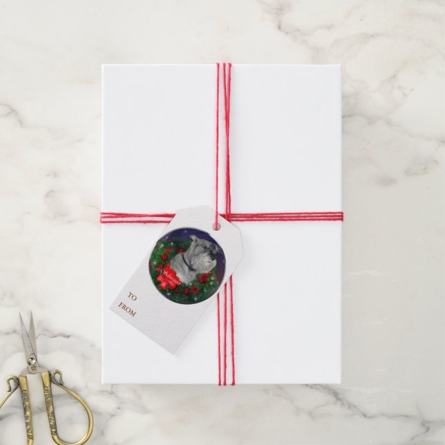 Standard Schnauzer Weihnachten Geschenkanhänger (Mit Garn)