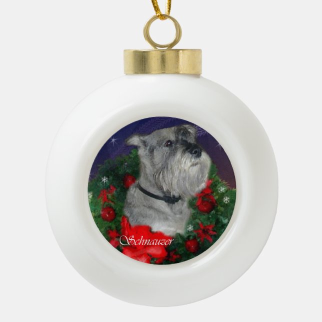 Standard Schnauzer Weihnachten Keramik Kugel-Ornament (Vorderseite)