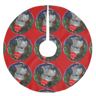 Standard Schnauzer Weihnachten Polyester Weihnachtsbaumdecke