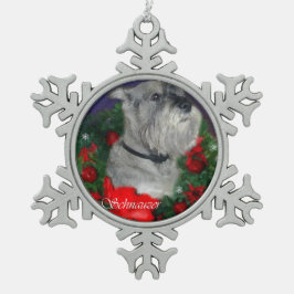 Standard Schnauzer Weihnachten Schneeflocken Zinn-Ornament