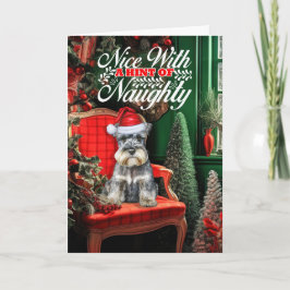 Standard Schnauzer Weihnachts Hund Naughty or Nice Feiertagskarte
