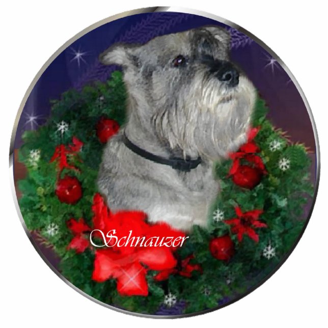 Standard Schnauzer Weihnachtsgeschenke Fotoskulptur Ornament (Vorne)