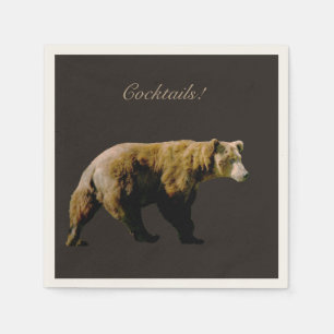 Standardcocktail-Serviette mit Grizzlybär Serviette